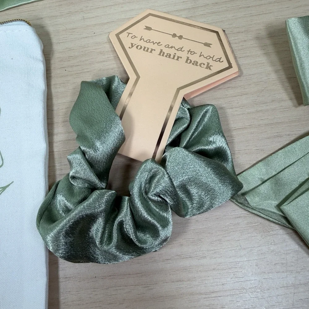 Maid‎ Of Honor Gift Set Sage Green Stainless Steel Tumbler / Pen / Hair Tie